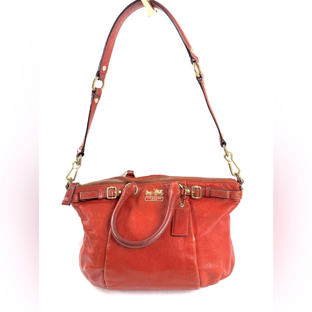 Coach Madison Sophia 18609 Burnt Orange Leather Shoulder Bag Horse Carriage